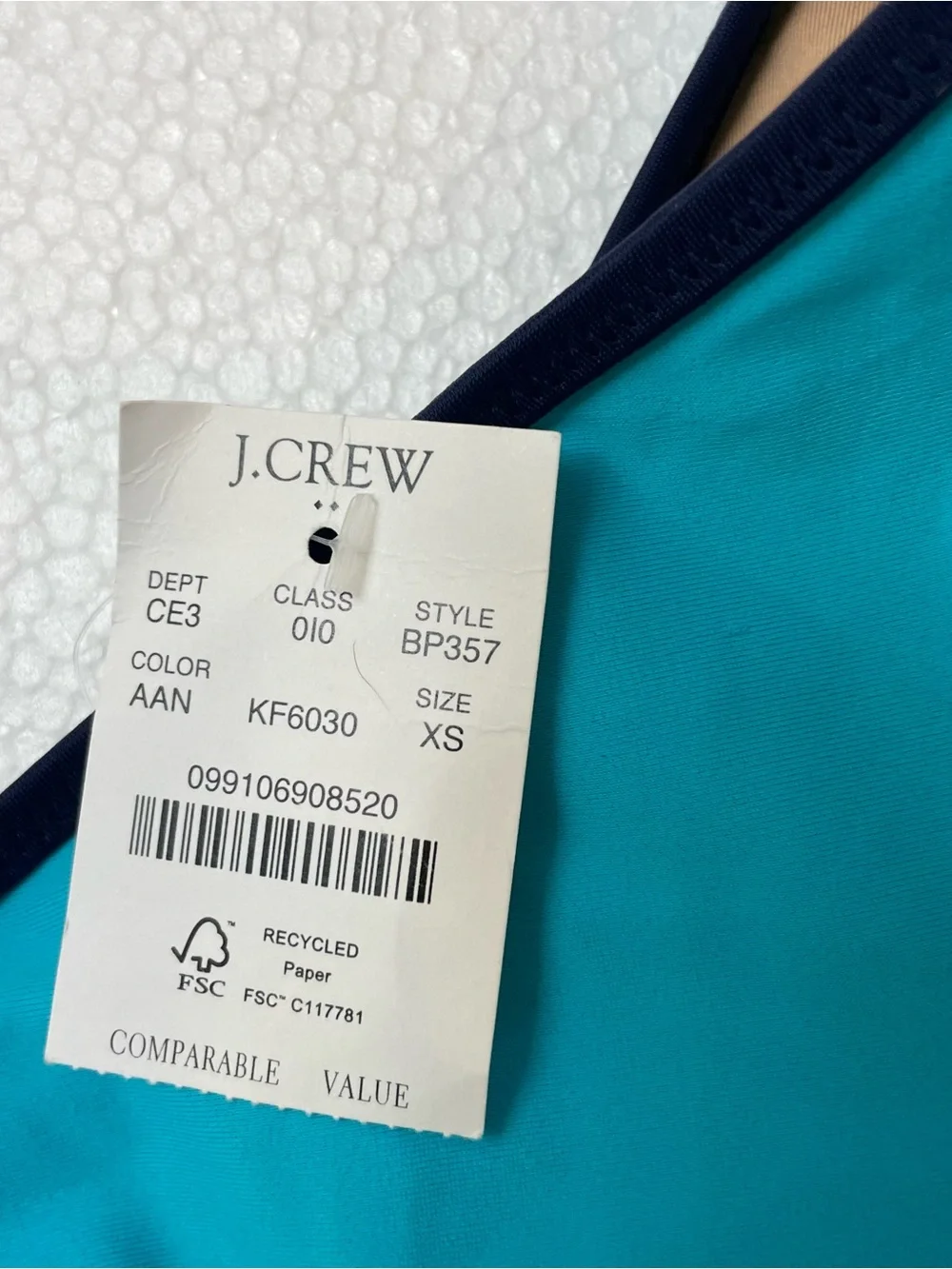 NEW J. Crew Womans Swimsuit Size XS Cutout One Shoulder One Piece Stretch Blue